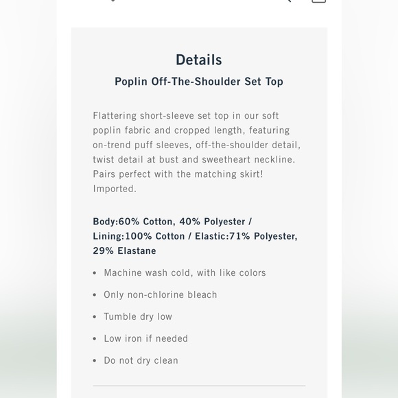 Abercrombie NWT Poplin Off Shoulder Top - Picture 3 of 3